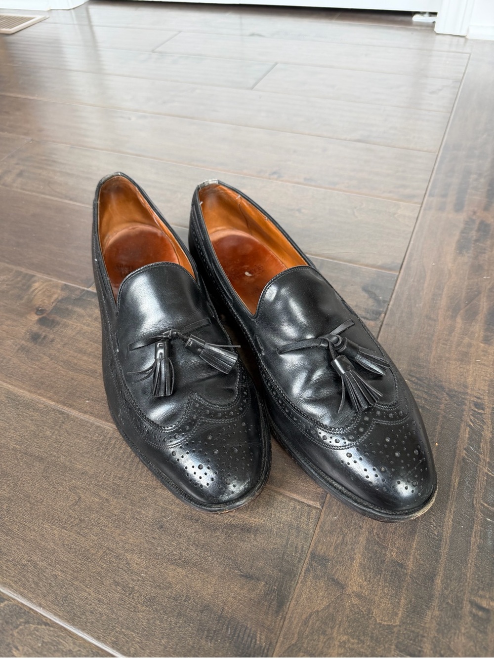 Allen Edmonds Vintage Black Leather Tassel Brogue Slip-On Loafers 11.5 D